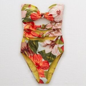 Aerie Floral Multicolored Cut Out One Piece
